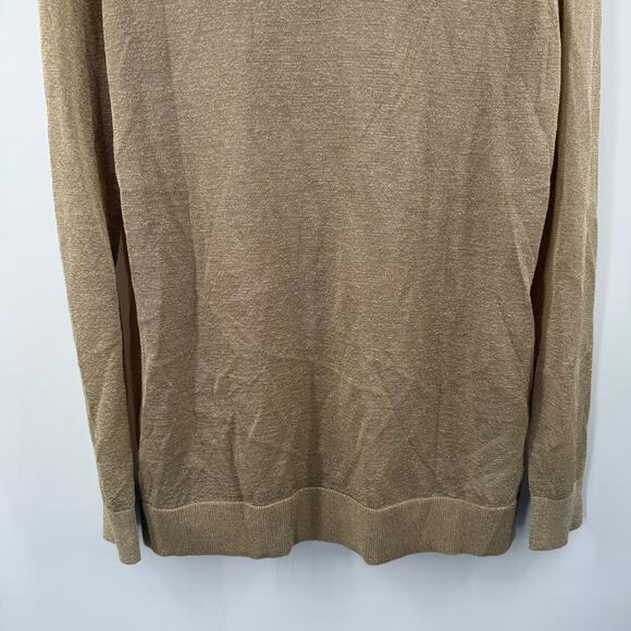 Michael Kors Turtleneck Size Large NWT Gold Semi-Sheer Metallic Stretch Holiday - Picture 11 of 16